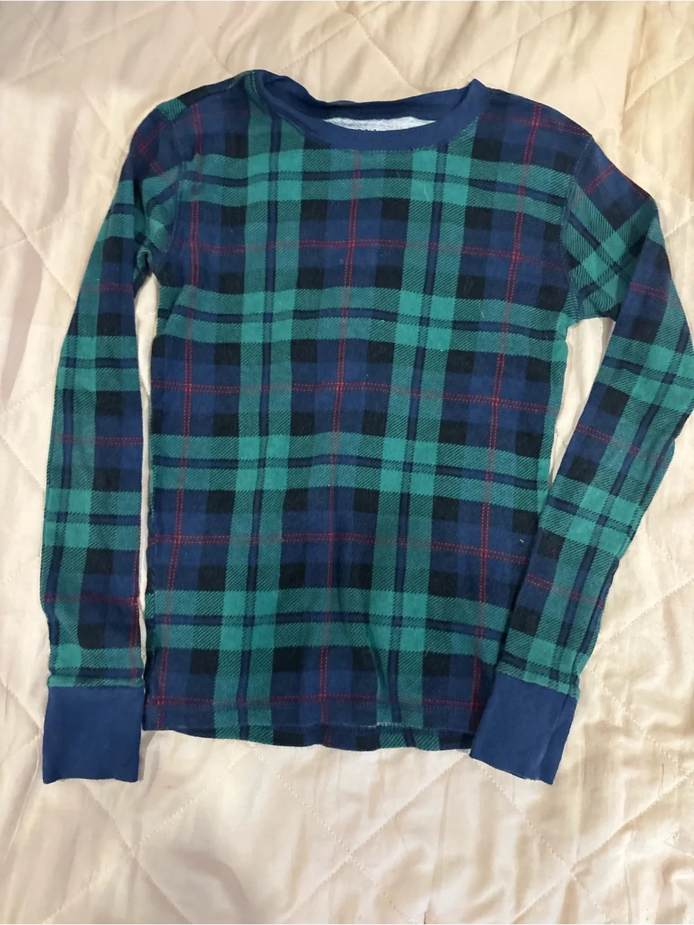 Old Navy Navy and Green Christmas Plaid pajamas